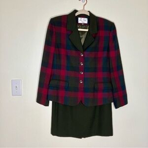 Le Suit Petites plaid blazer jacket and skirt suit set 10P